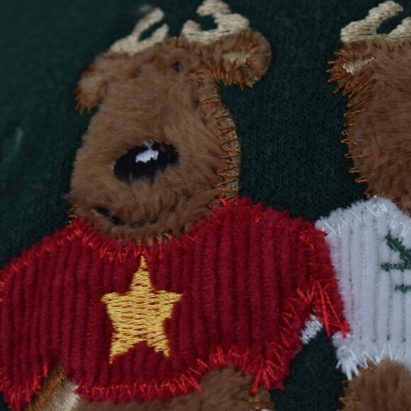 Vintage 90s Cotton/Poly Green Christmas Sweatshirt size X Large‎ - Picture 9 of 13